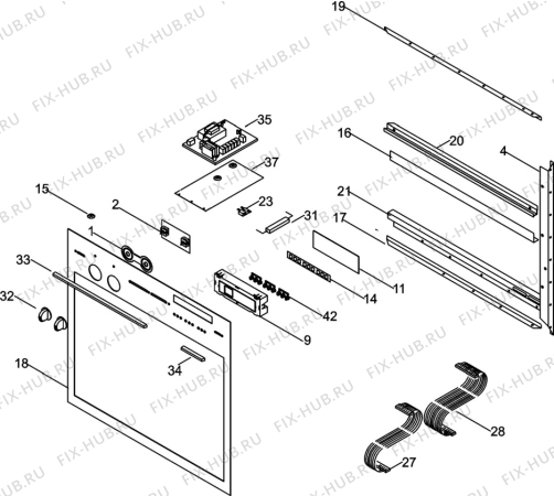 Взрыв-схема плиты (духовки) Electrolux EOB374X - Схема узла H20 Panel  C