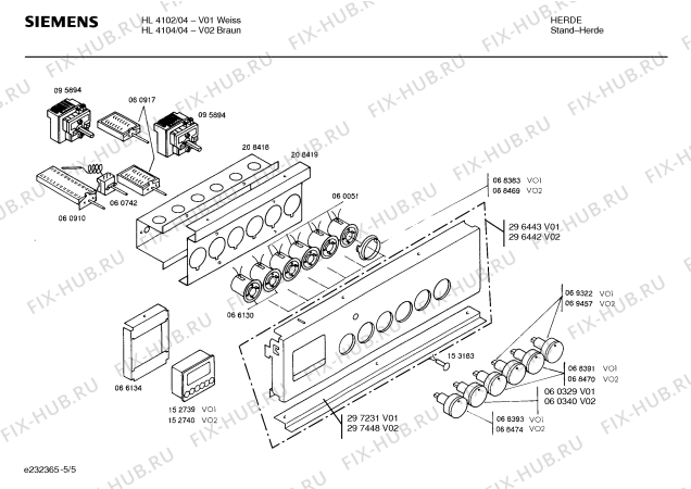 Схема №5 HL4104 с изображением Стеклокерамика для электропечи Siemens 00234346