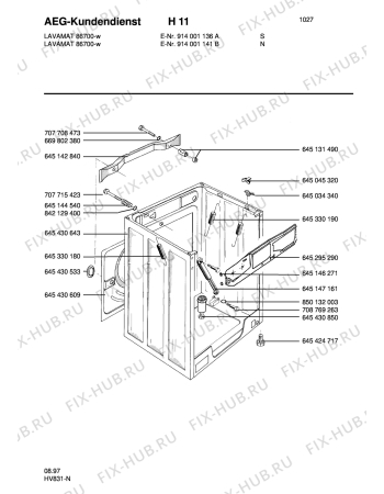 Взрыв-схема стиральной машины Aeg LAV86700-W N - Схема узла Housing 001
