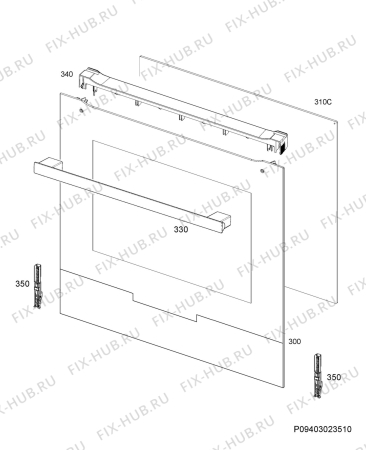 Взрыв-схема плиты (духовки) Electrolux EKC95430MK - Схема узла Door