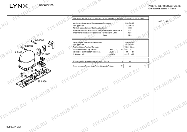 Схема №2 4GV815E с изображением Инструкция по эксплуатации для холодильной камеры Bosch 00527580
