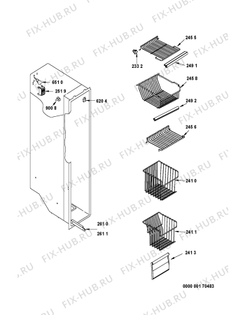 Схема №6 20RU-D1 600 с изображением Поверхность для холодильной камеры Whirlpool 481245838104