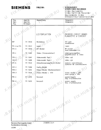 Схема №10 FM601N4 с изображением Инструкция по эксплуатации для видеоэлектроники Siemens 00530539