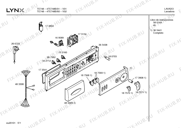 Схема №4 4TE748B TE748 с изображением Инструкция по эксплуатации для стиральной машины Bosch 00580144