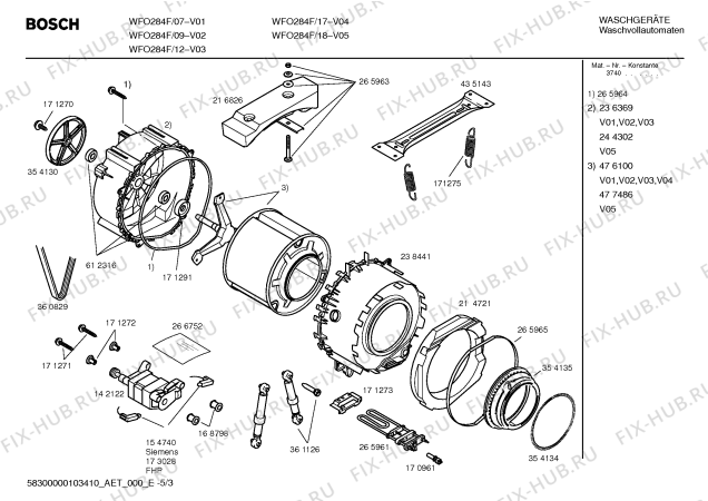 Схема №5 WFO284F Maxx WFO284F с изображением Инструкция по эксплуатации для стиралки Bosch 00595351