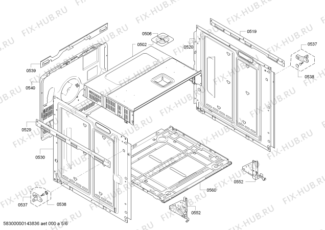 Взрыв-схема плиты (духовки) Siemens HB38AB590 - Схема узла 05