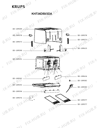 Схема №1 KH734D50/3DA с изображением Блок управления для тостера (фритюрницы) Krups SS-189616