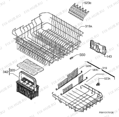Взрыв-схема посудомоечной машины Aeg F55502VI0 - Схема узла Basket 160
