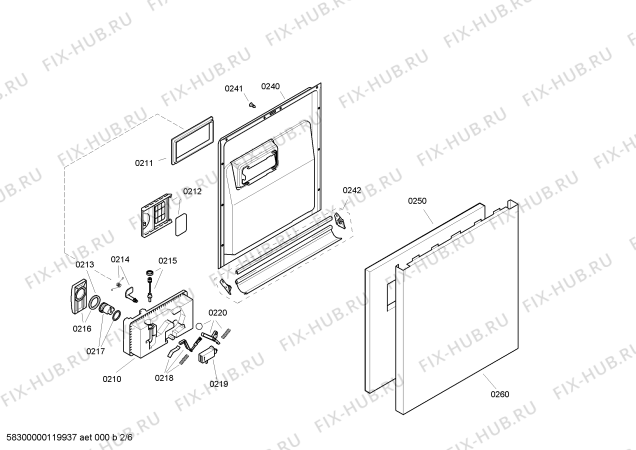 Взрыв-схема посудомоечной машины Bosch SHU84M05EU - Схема узла 02