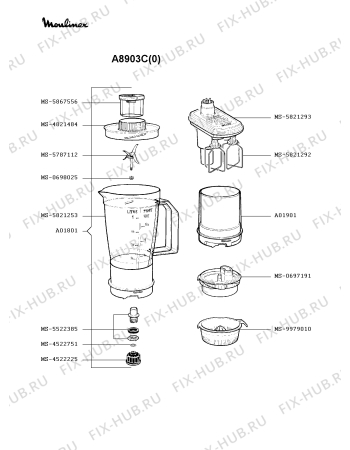 Взрыв-схема кухонного комбайна Moulinex A8903C(0) - Схема узла 6P000155.4P2