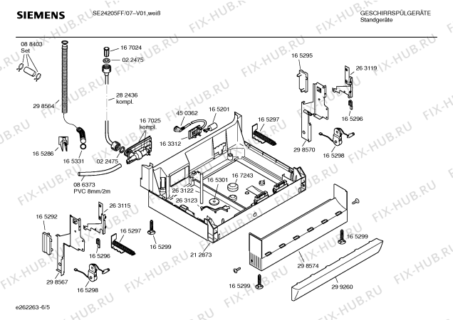 Взрыв-схема посудомоечной машины Siemens SE24205FF - Схема узла 05