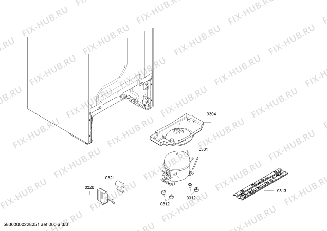 Взрыв-схема холодильника Bosch KGE39AL3OR Bosch - Схема узла 03