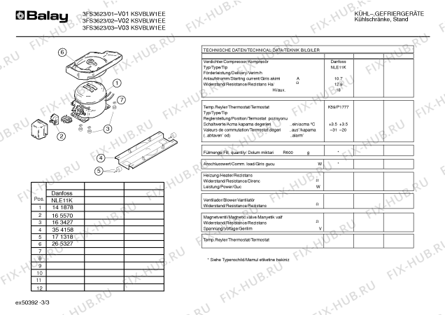 Взрыв-схема холодильника Balay 3FS3623 - Схема узла 03