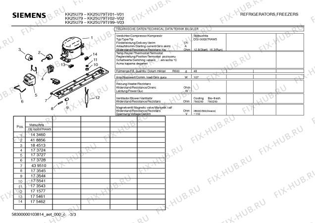 Схема №3 KK25U79TI с изображением Инструкция по эксплуатации для холодильной камеры Siemens 00591601