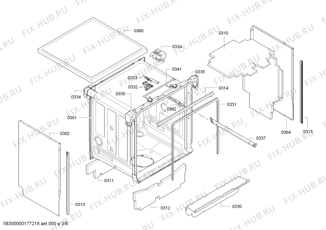 Взрыв-схема посудомоечной машины Bosch SMS63T08TC Automatic Silence Plus - Схема узла 03