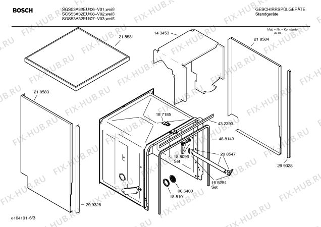 Схема №4 SGS43A52EU с изображением Краткая инструкция для посудомоечной машины Bosch 00582582