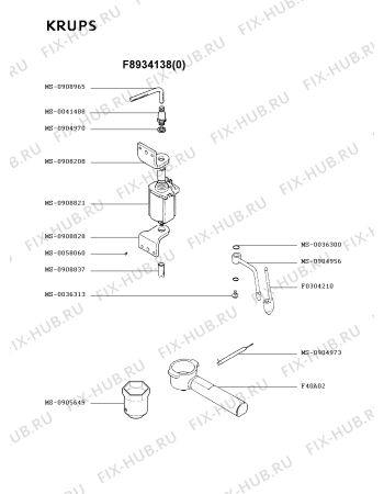 Взрыв-схема кофеварки (кофемашины) Krups F8934138(0) - Схема узла 7P001869.1P3