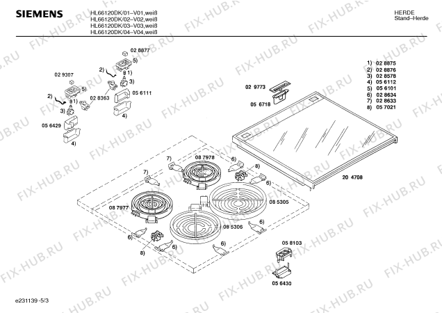 Взрыв-схема плиты (духовки) Siemens HL66120DK - Схема узла 03