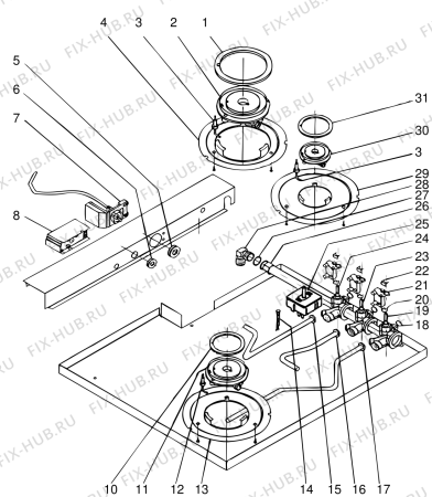 Взрыв-схема плиты (духовки) Indesit TL600GEA2S (F009495) - Схема узла