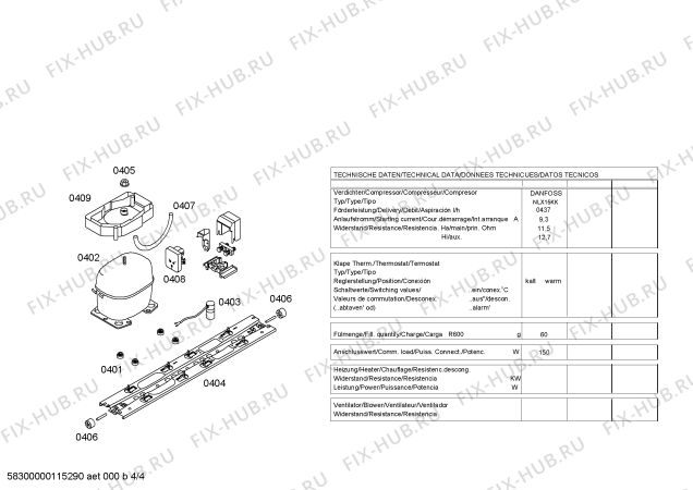 Взрыв-схема холодильника Bosch KGU44193EU - Схема узла 04