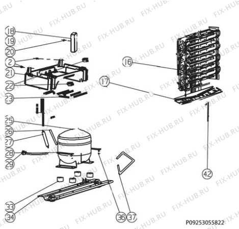 Взрыв-схема холодильника Zanussi ZRB23200WA - Схема узла Cooling system 017