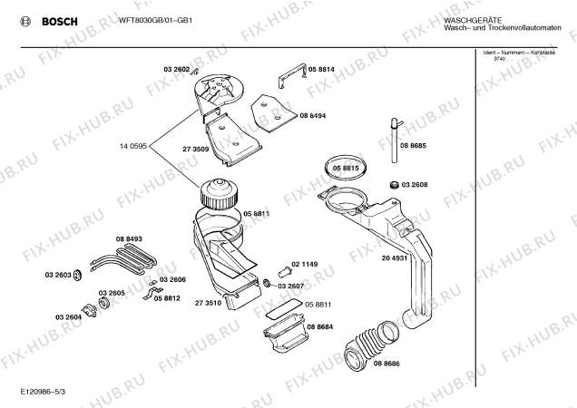 Взрыв-схема стиральной машины Bosch WFT8030GB WFT8030 - Схема узла 03