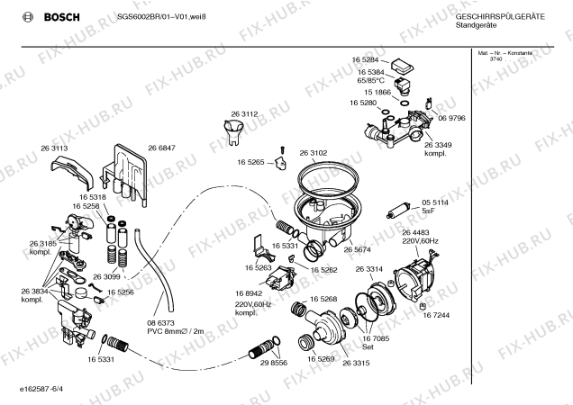 Взрыв-схема посудомоечной машины Bosch SGS6002BR - Схема узла 04
