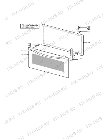 Взрыв-схема плиты (духовки) Parkinson Cowan CSIG417BN - Схема узла H10 Grill door assy