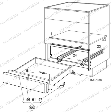 Взрыв-схема комплектующей Electrolux EK6171A - Схема узла H10 Storage/Warming