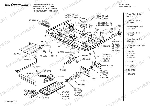Взрыв-схема плиты (духовки) Continental E00466KE2 - Схема узла 04