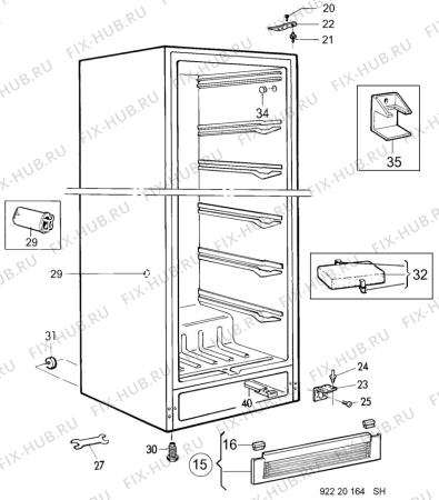 Взрыв-схема холодильника Electrolux EU2109C - Схема узла C10 Cabinet