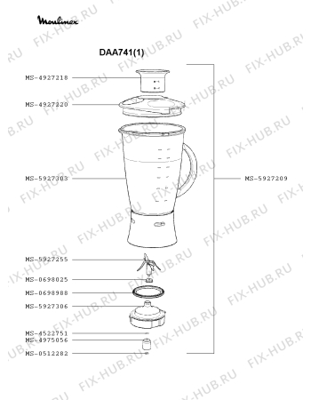 Взрыв-схема блендера (миксера) Moulinex DAA741(1) - Схема узла JP002838.7P2