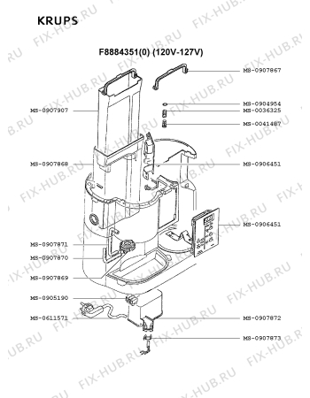 Взрыв-схема кофеварки (кофемашины) Krups F8884351(0) - Схема узла 9P001865.7P4