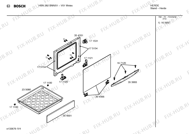 Схема №4 HSN282BNN с изображением Инструкция по эксплуатации для плиты (духовки) Bosch 00527582