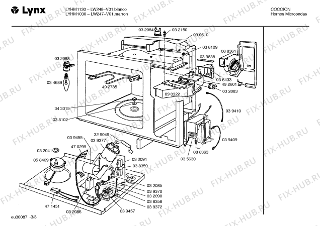 Схема №3 LW248 с изображением Шасси для микроволновки Bosch 00276196
