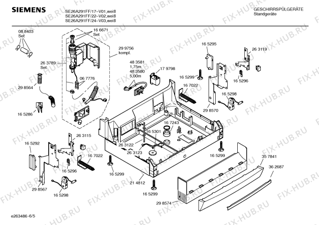 Взрыв-схема посудомоечной машины Siemens SE26A291FF - Схема узла 05