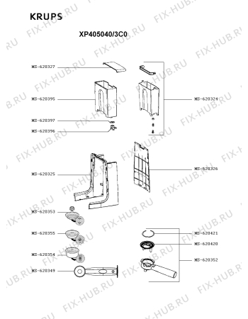 Взрыв-схема кофеварки (кофемашины) Krups XP405040/3C0 - Схема узла 9P002945.7P2