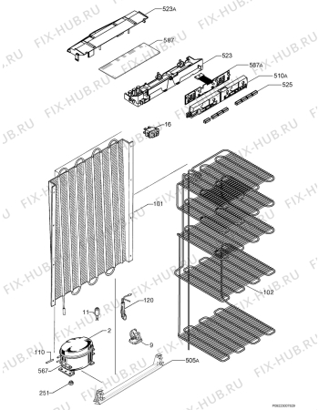 Взрыв-схема холодильника Aeg Electrolux A70150GS5 - Схема узла Cooling system 017