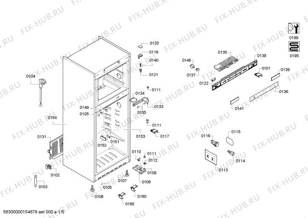 Схема №5 BD4655ANFH с изображением Дверь для холодильной камеры Bosch 00710691