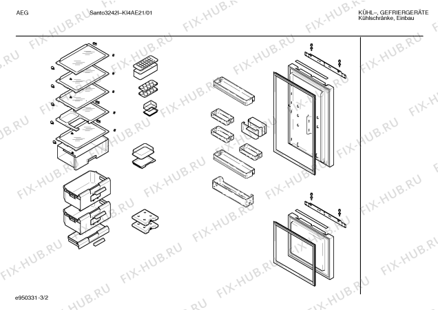 Схема №3 KI4AE21 3242I с изображением Вкладыш в панель для холодильника Bosch 00288956