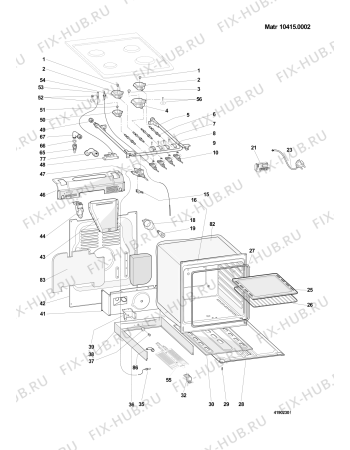 Взрыв-схема плиты (духовки) Indesit KN3G2SXFR (F073265) - Схема узла