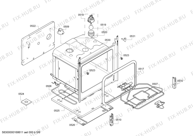 Взрыв-схема плиты (духовки) Bosch HCE624128U - Схема узла 05