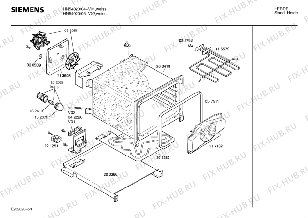 Схема №4 HN54020 с изображением Стеклокерамика для электропечи Siemens 00205069