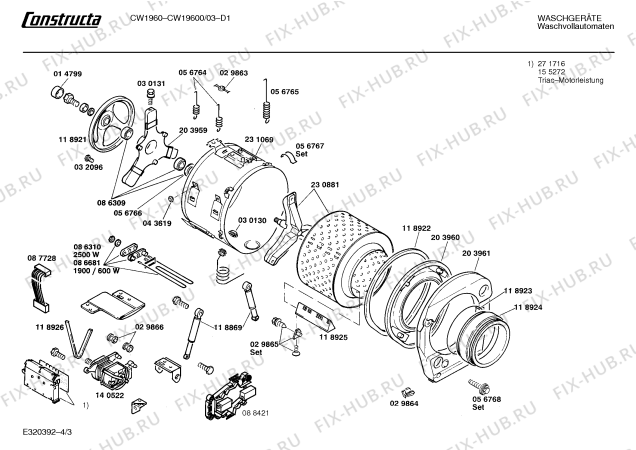 Взрыв-схема стиральной машины Constructa CW19600 CW1960 - Схема узла 03