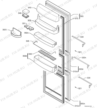 Взрыв-схема холодильника Zanussi ZA36S3P - Схема узла Door 003