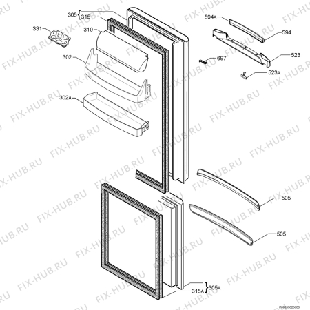 Взрыв-схема холодильника Electrolux ENB34405W - Схема узла Door 003