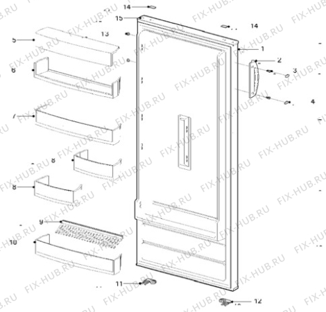 Взрыв-схема холодильника Electrolux ER2646C - Схема узла Door 003