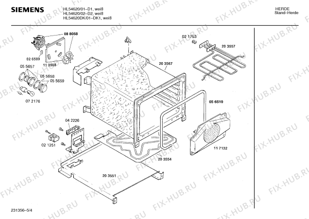 Схема №5 HL54621 с изображением Стеклокерамика для электропечи Siemens 00231110