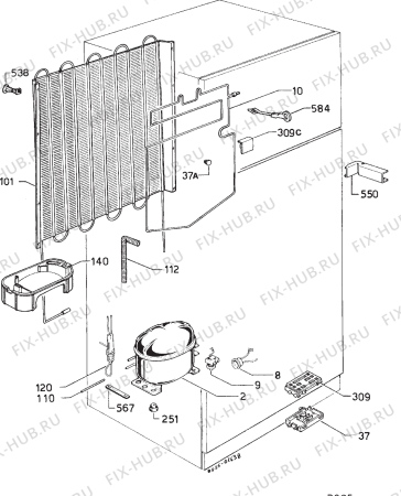 Взрыв-схема холодильника Electrolux ER3220D - Схема узла Cooling system 017