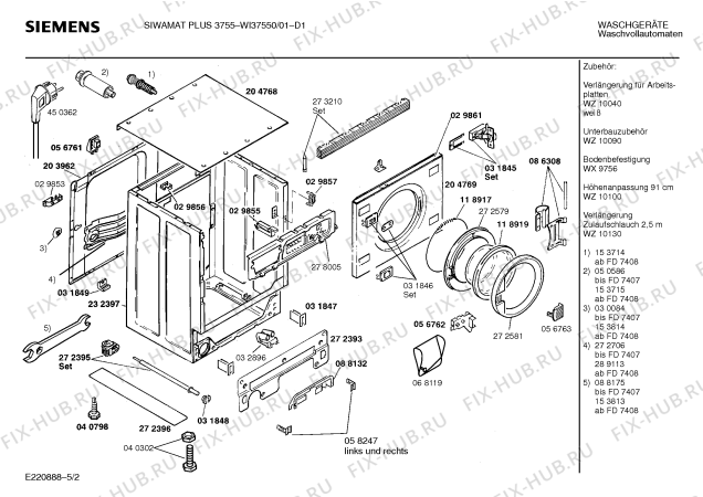 Взрыв-схема стиральной машины Siemens WI37550 SIWAMAT PLUS 3755 - Схема узла 02